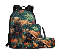 Yexignaon 3 zaini per bambini 6-7 8-9 10-12 leggero per ragazzi con scatola per il pranzo e astuccio per la scuola elementare, Tartaruga, Zaini