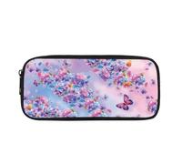 Yexignaon Astuccio per matite per bambini, design kawaii, per la scuola, per matite colorate, con cerniera liscia, Farfalla Ortensia, Organizer per borse