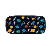 Yexignaon Astuccio per ragazzi e ragazze, astuccio per matite per bambini, borsa per il trasporto di penne, con cerniera, scatola portaoggetti da scrivania porta matite, Pianeti Rocket, Organizer per