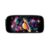 Yexignaon Astuccio per ragazzi e ragazze, astuccio per matite per bambini, borsa per il trasporto di penne, con cerniera, scatola portaoggetti da scrivania porta matite, Pianeta, Organizer per borse