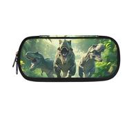 Yexignaon Astuccio scolastico per bambini, astuccio per matite per ragazzi, grande capacità, con cerniera liscia, Design con dinosauri, Organizer per borse