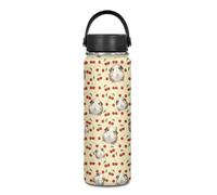 Yexignaon Borraccia Kawaii in acciaio inox con motivo porcellino d'India, 550 ml, per la scuola, a prova di perdite, da viaggio, con manico e coperchio, per bambini e ragazze