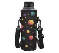Yexignaon Borsa per bottiglia d'acqua solo portabottiglie con tracolla isolata manica tazza per ragazzi ragazze donne uomini, Pianeta spaziale