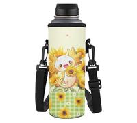 Yexignaon Sunflower Axolotl Borsa per bottiglia d'acqua con tracolla regolabile per ragazze Custodia per bottiglia d'acqua grande portatile per il trasporto di bottiglie per scuola all'aperto