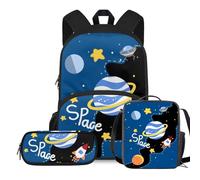 Yexignaon Zaino per la scuola per ragazzi 3 pezzi borsa per bambini con set di contenitori per il pranzo zaino per asilo nido scuola prescolare zaini, Spazio, Zaini da viaggio