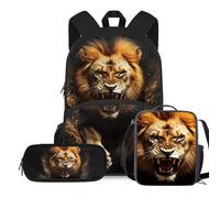 Yexignaon Zaino per la scuola per ragazzi 3 pezzi borsa per bambini con set di contenitori per il pranzo zaino per asilo nido scuola prescolare zaini, Tigre, Zaini Daypack
