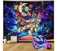 YEXIT Divertente arazzo spaziale astronauta alieno, Blacklight Trippy Galaxy Universe Planets Cool Arazzi per ragazzi College Dorm Camera da letto Grunge Room Poster (90 × 120 cm)
