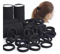 Yexueer 200 elastici per capelli neri per donne e ragazze, senza cuciture, spessi e senza cuciture, per code di cavallo, elastici in cotone