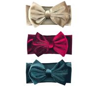 Yexueer 3 fasce elastiche per capelli con fiocco per neonate, in velluto, accessori per capelli