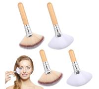 Yexueer 4 pennelli a ventaglio per viso, soffici pennelli per trucco, estetista, blush, evidenziare, multiuso