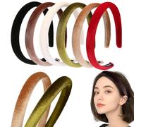 Yexueer 6 cerchietti per capelli in velluto da donna, imbottiti, 1,7 cm, in tinta unita, alla moda, accessori per capelli per ragazze e donne (confezione da 6, taglia unica)