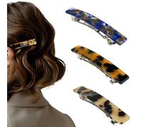 Yexueer Confezione da 3 fermagli per capelli dal design francese, da donna, in acetato di cellulosa di tartaruga, piccole mollette francesi per capelli fini