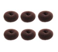 Yexueer Creatori di chignon extra piccoli per bambini, 6 pezzi, forme per chignon per ragazze, mini ciambelle modellanti per capelli corti e sottili (5 cm, marrone scuro)