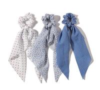 Yexueer Elastici per capelli e nastri, con fiocco annodato per capelli, sciarpe, elastici per coda di cavallo, per donne e ragazze, 3 pezzi