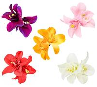 Yexueer Fermaglio per capelli in tessuto hawaiano bohémien, orchidee artificiali, forcine per capelli, accessori per capelli (8,9 cm; 5 pezzi)