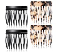 Yexueer Set di 4 pettini laterali da donna, pettine francese compatto, adatto per acconciature come chignon, chignon, twist, ecc. (nero, marrone)