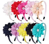 Yexuexue 10 fasce per capelli con fiore per bambine, fasce per capelli in chiffon, lucide e carine, 8,9 cm