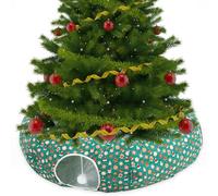 Yeyeplum Tunnel per gatti sotto l'albero di Natale, 91 x 90 x 25,4 cm, con palla appesa, ciambella di Natale, rotonda, per rifugio, grotta, regalo per animali domestici (verde, Babbo Natale)