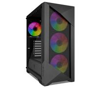 YEYIAN Chassis PC Gamer Edge Mid-Tower, compatibile con ATX/M-ATX/ITX, pannello in vetro temperato, 4 ventole incluse RGB (3 anteriore e 1 posteriore), Nero