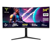 YEYIAN Proact FV234 - Monitor da gioco da 34", curvato WQHD (3440 x 1440), pannello VA 180Hz, 1ms, FreeSync & G-Sync, 92% NTSC, connettività DP1.4 e HDMI 2.0