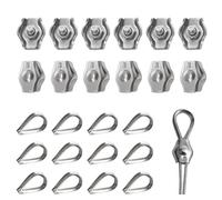 YEYIT 24 Pezzi Simplex M3 Morsetti per Filo Stendibiancheria M3 Morsetti per Fune Metallica Clip per Fune Metallica M3 Morsetto Serracavo in Acciaio Inox 304 Morsetto per Cavo in Acciaio