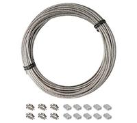 YEYIT Kit Fune in Acciaio a 17 Pezzi Ditale Fune Cavo in Acciaio Inox Rivestito 304 da 10 M per Impieghi Gravosi con Guaina in Pvc Ditali per Fune Metallica e Manicotti in Alluminio per Cavo