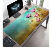 YEYUMEOZ Tappetino Mouse Gaming, 1000x400x3mm Tappetino Mouse Fiore, Impermeabile e Antiscivolo Tappeto Gaming, Bordo Cucito con Liscio Superficie, Rosa per Ufficio PjY4826 M-I