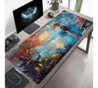 YEYUMEOZ Tappetino Mouse Gaming, 800x400x3mm Tappetino Mouse Donna, Impermeabile e Antiscivolo Tappeto Gaming, Bordo Cucito con Liscio Superficie, Blu per Ufficio Scrivania, Decor PjY1384 8-4