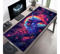 YEYUMEOZ Tappetino Mouse Gaming, 800x400x3mm Tappetino Mouse Unicorno, Impermeabile e Antiscivolo Tappeto Gaming, Bordo Cucito con Liscio Superficie, Nero per Ufficio Scrivania PjY1004 5-0