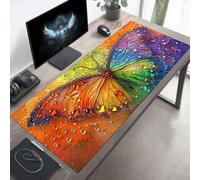 YEYUMEOZ Tappetino per Mouse Gaming Farfalla, Tappetino Mouse Grande 1000x500x3mm, Idrorepellente Base in Gomma Antiscivolo Sottomano, XXL Mousepad Giallo con Bordi Cuciti per Ufficio PjY5427 G-B