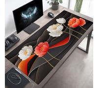 YEYUMEOZ Tappetino per Mouse Gaming Fiore, Tappetino Mouse Grande 100x50 cm, Idrorepellente Base in Gomma Antiscivolo Sottomano, XXL Mousepad Nero con Bordi Cuciti per Ufficio Gaming PjY2577 T-G