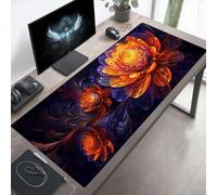 YEYUMEOZ Tappetino per Mouse Gaming Fiore, Tappetino Mouse Grande 140x60 cm, Idrorepellente Base in Gomma Antiscivolo Sottomano, XXL Mousepad Nero con Bordi Cuciti per Ufficio Gaming PjY6019 M-I