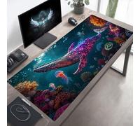 YEYUMEOZ Tappetino per Mouse Gaming Oceano, Tappetino Mouse Grande 80x30 cm, Idrorepellente Base in Gomma Antiscivolo Sottomano, XXL Mousepad Giallo con Bordi Cuciti per Ufficio Gaming PjY3053 1-3