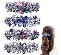 Yezhengui 4 fermagli per capelli da donna e donna, con fiori di cristallo e strass, fermagli per capelli a molla, accessori da donna, alla moda, per uso quotidiano, regalo per la festa della mamma