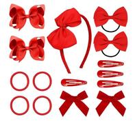 Yezhengui Accessori per capelli, 15 fiocchi per capelli uniformi, fermagli per capelli, fascia per capelli, set per bambine e ragazze (rosso)