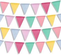 Yezhenzhen 48 bandierine per bandierine in juta, triangolari, bandiere colorate da appendere alla porta della parete, striscioni di compleanno, per laurea, classe, scuola, feste, sfondo, decorazioni