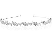 Yezhenzhen Cerchietto da sposa per matrimonio, con strass, elegante, corona da principessa, fiore, foglia, tiara, diadema, diadema per sposa, ballo scolastico, per donne, ragazze, adulti e bambini