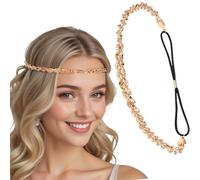 Yezhenzhen Copricapo da donna in oro con strass scintillanti, elegante catena per la testa, adatto per spose e damigelle d'onore per feste di matrimonio
