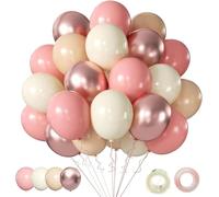 Yezhenzhen Palloncini vintage rosa cipria, 60 palloncini in lattice da 30,5 cm, grigi, rosa metallizzati, cromati, oro rosa, beige, blush, in lattice, per decorazioni nuziali