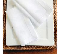 YEZINB 12PCS Tovaglioli di Lino orlato Tovagliolo da Cocktail Tovaglioli di Stoffa da Pranzo in Stoffa Naturale Tovaglioli di Stoffa con Impunture, Bianco 45x45 cm