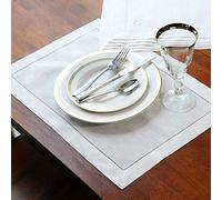 YEZINB 12PCS Tovaglioli di Lino orlato Tovagliolo da Cocktail Tovaglioli di Stoffa da Pranzo in Stoffa Naturale Tovaglioli di Stoffa con Impunture, Bianco 35x50 cm