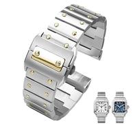 yeziu Cinturino in acciaio inossidabile per orologio da uomo Cartier Santos serie 100 WSSA0009(Silver gold,23mm)