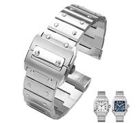 yeziu Cinturino in acciaio inossidabile per orologio da uomo Cartier Santos serie 100 WSSA0009(Silver,23mm)