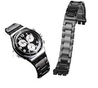 yeziu Cinturino in ceramica per orologio Swatch YVS400 451 YVB404, cinturino con interfaccia concavo-convessa a tre punte(A blackb)