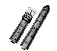 yeziu Cinturino in pelle bovina convessa per orologio sportivo subacqueo Oris AQUIS 733 730(Black D silver,24x11mm)