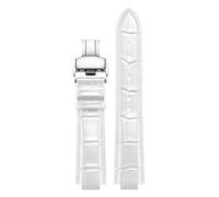 yeziu Cinturino in pelle bovina convessa per orologio sportivo subacqueo Oris AQUIS 733 730(White silver,24x12mm)