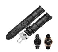 yeziu Cinturino in pelle con chiusura a farfalla per Tissot 1853 Le Locle, Carson, Portofino, Couturier(Blacks,15mm)