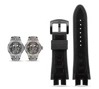 yeziu Cinturino in pelle e gomma per orologi Roger Dubuis serie EXCALIBUR. Accessori(Black-black)
