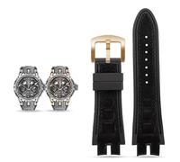 yeziu Cinturino in pelle e gomma per orologi Roger Dubuis serie EXCALIBUR. Accessori(Black-gold)