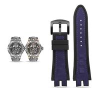 yeziu Cinturino in pelle e gomma per orologi Roger Dubuis serie EXCALIBUR. Accessori(Blue-black)
